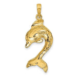 Load image into Gallery viewer, 14K Yellow Gold 2-D Polished Dolphin Jumping Charm Pendant
