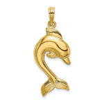 Load image into Gallery viewer, 14K Yellow Gold 2-D Polished Dolphin Jumping Charm Pendant
