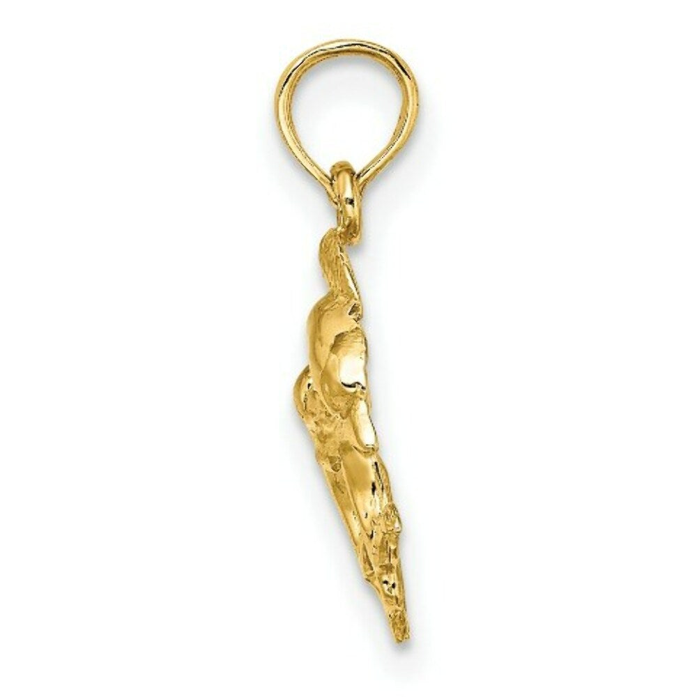 14K Yellow Gold Polished 2-D Mini Double Dolphins Charm Pendant