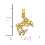 Load image into Gallery viewer, 14K Yellow Gold Polished 2-D Mini Double Dolphins Charm Pendant
