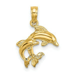 Load image into Gallery viewer, 14K Yellow Gold Polished 2-D Mini Double Dolphins Charm Pendant
