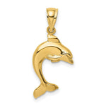 Load image into Gallery viewer, 14K Yellow Gold 2-D &amp; Polished Dolphin Jumping Charm Pendant
