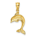 Load image into Gallery viewer, 14K Yellow Gold 2-D &amp; Polished Dolphin Jumping Charm Pendant
