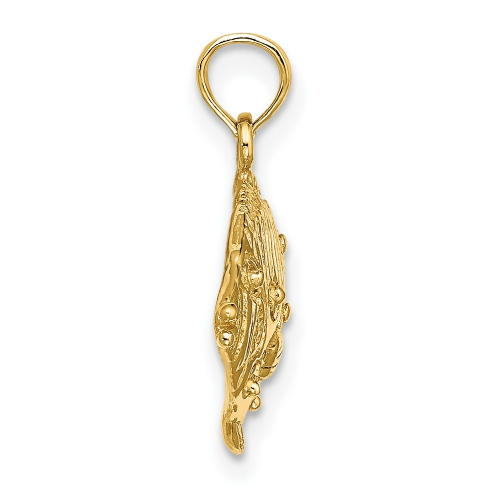 14K Yellow Gold 2-D Polished and Engraved Fish Charm Pendant