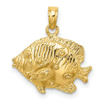 Load image into Gallery viewer, 14K Yellow Gold 2-D Polished and Engraved Fish Charm Pendant
