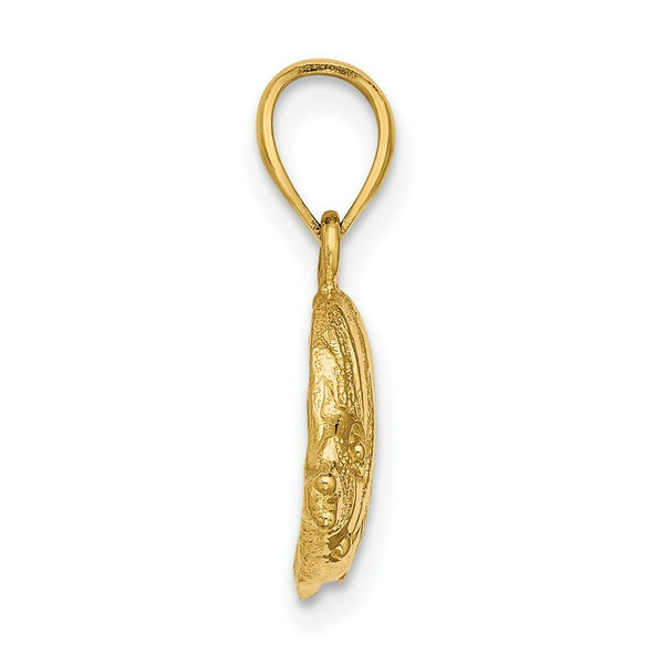 14K Yellow Gold 2-D Polished and Engraved Fish Charm Pendant