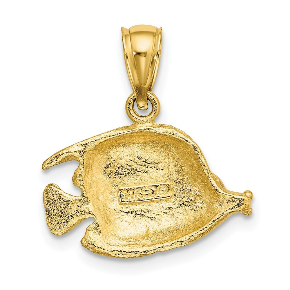 14K Yellow Gold 2-D Polished and Engraved Fish Charm Pendant