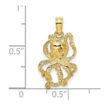 Load image into Gallery viewer, 14K Yellow Gold 2-D Textured Octopus Charm Pendant
