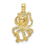 Load image into Gallery viewer, 14K Yellow Gold 2-D Textured Octopus Charm Pendant
