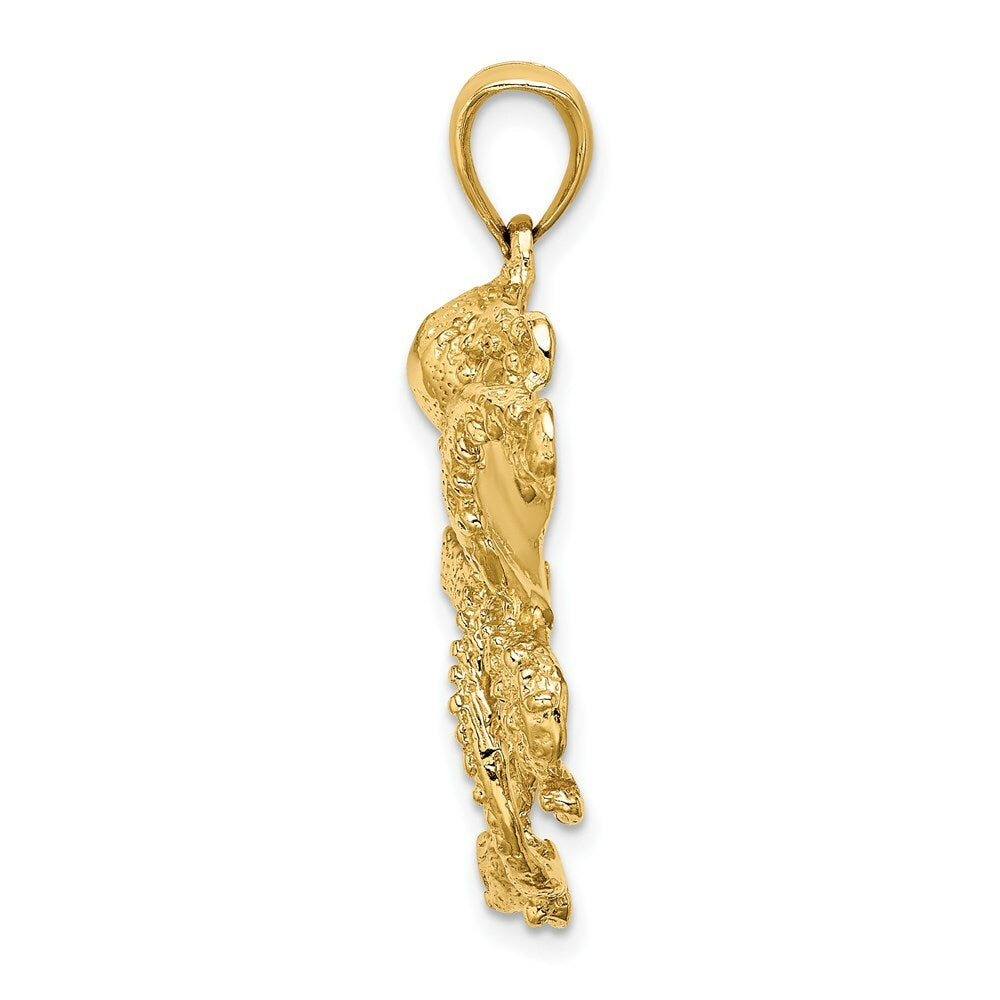 14K Yellow Gold 2-D & Textured OCTOPUS Charm Pendant