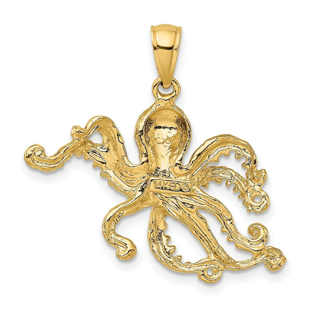 14K Yellow Gold 2-D & Textured OCTOPUS Charm Pendant