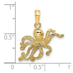 Load image into Gallery viewer, 14K Yellow Gold 2-D &amp; Textured OCTOPUS Charm Pendant
