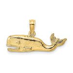 Load image into Gallery viewer, 14K Yellow Gold 2-D Textured Whale Charm Pendant
