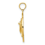 Load image into Gallery viewer, 14K Yellow Gold CAPE MAY On Round Frame With Conch Shell Charm Pendant

