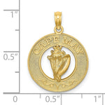 Load image into Gallery viewer, 14K Yellow Gold CAPE MAY On Round Frame With Conch Shell Charm Pendant
