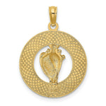 Load image into Gallery viewer, 14K Yellow Gold CAPE MAY On Round Frame With Conch Shell Charm Pendant
