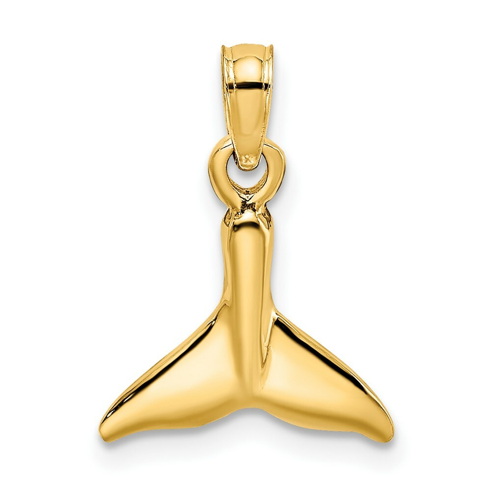 14K Yellow Gold Polished Small Whale Tail Charm Pendant