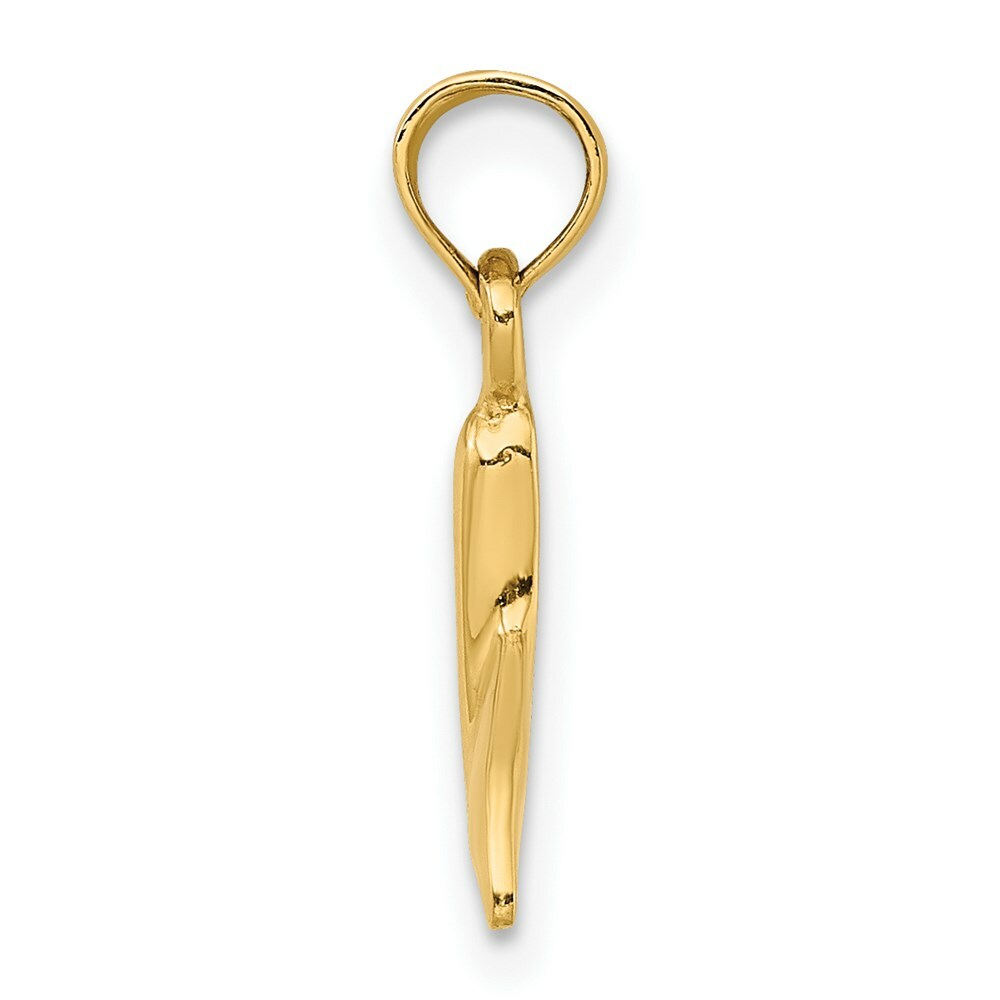 14K Yellow Gold Polished Small Whale Tail Charm Pendant
