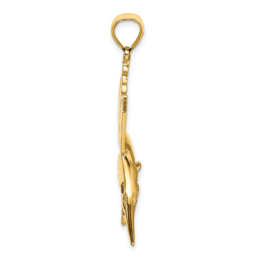 14K Yellow Gold Polished Sailfish Charm Pendant