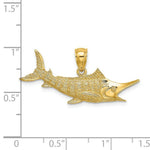 Load image into Gallery viewer, 14K Yellow Gold 2-D Textured Marlin Fish Charm Pendant

