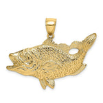 Load image into Gallery viewer, 14K Yellow Gold Open Mouth Bass Fish Charm Pendant
