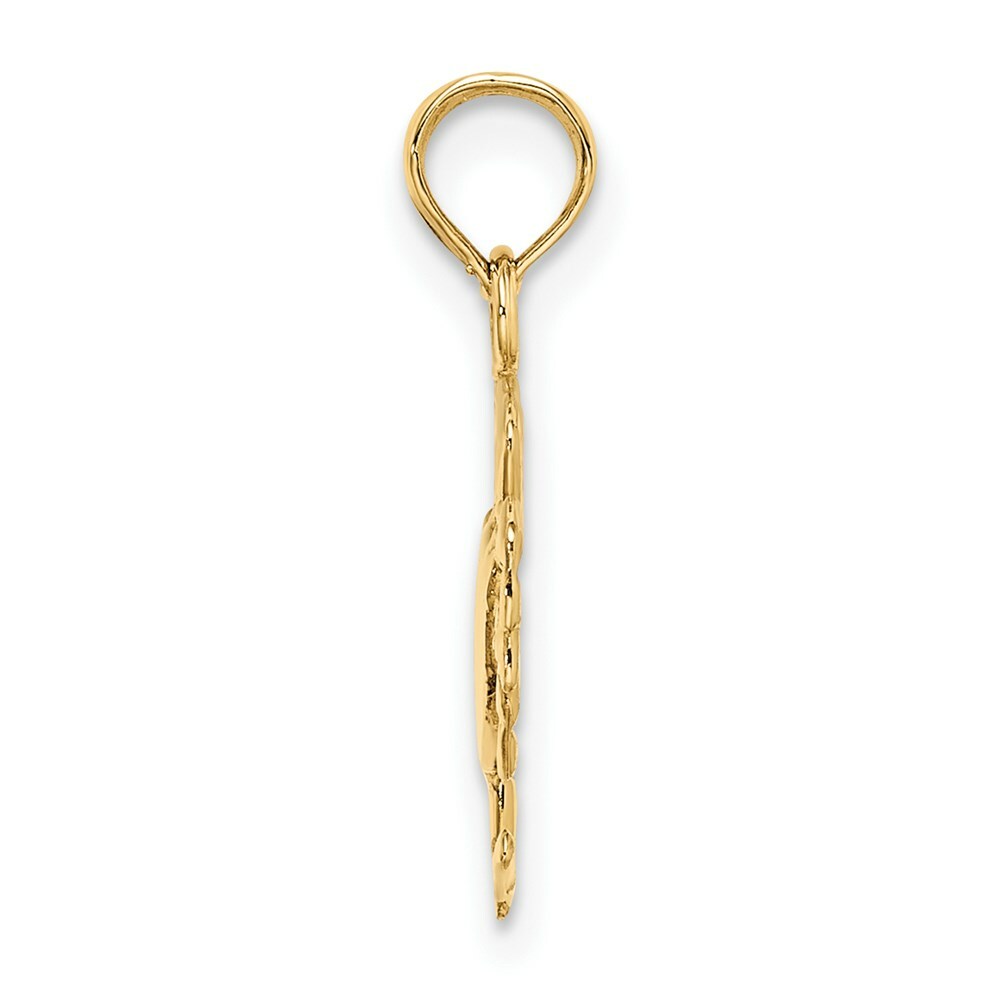 14K Yellow Gold 2-D Textured Crab Charm Pendant
