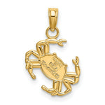 Load image into Gallery viewer, 14K Yellow Gold 2-D Textured Crab Charm Pendant
