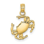 Load image into Gallery viewer, 14K Yellow Gold 2-D Textured Crab Charm Pendant
