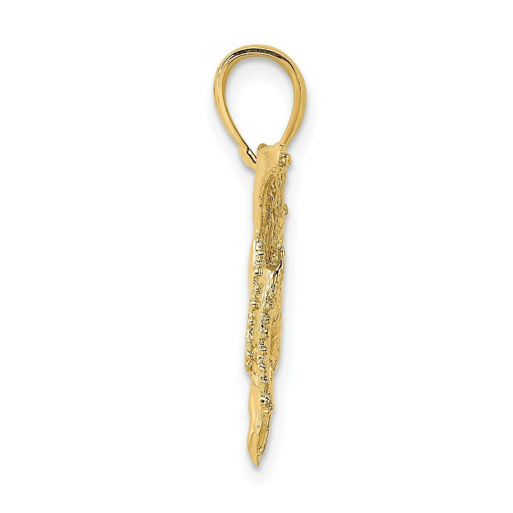 14K Yellow Gold 2-D Textured Whale Charm Pendant