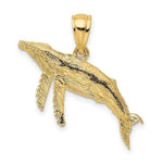 Load image into Gallery viewer, 14K Yellow Gold 2-D Textured Whale Charm Pendant

