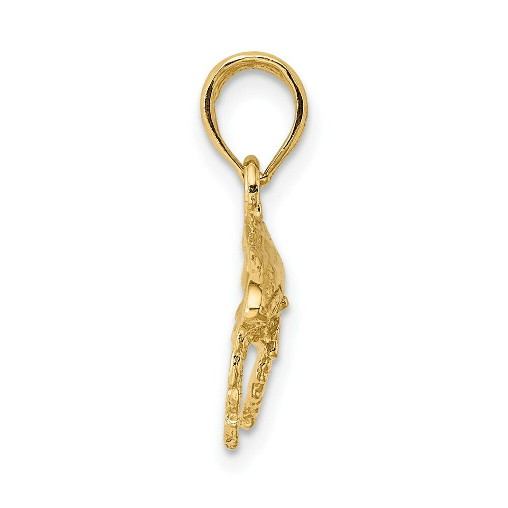 14K Yellow Gold 2-D Whale Charm Pendant