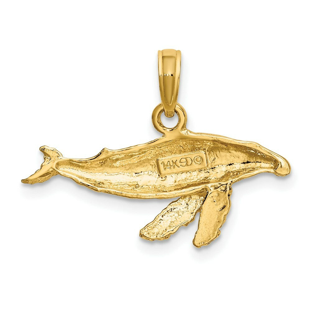 14K Yellow Gold 2-D Whale Charm Pendant