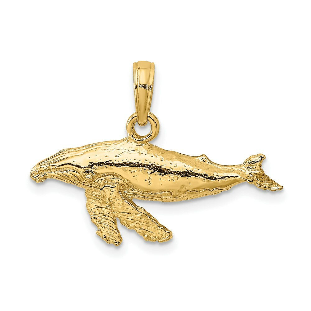 14K Yellow Gold 2-D Whale Charm Pendant