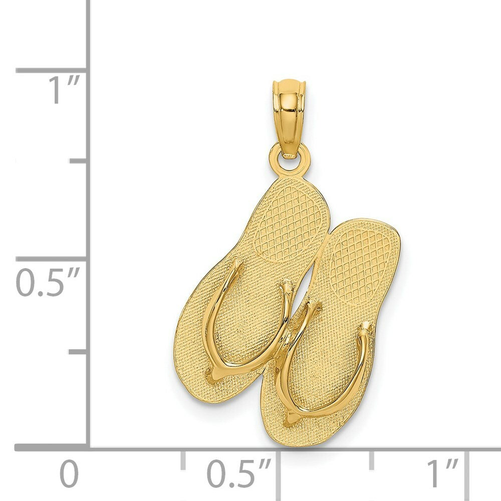 14K Yellow Gold Large Sea Isle Double Flip-Flop Charm Pendant