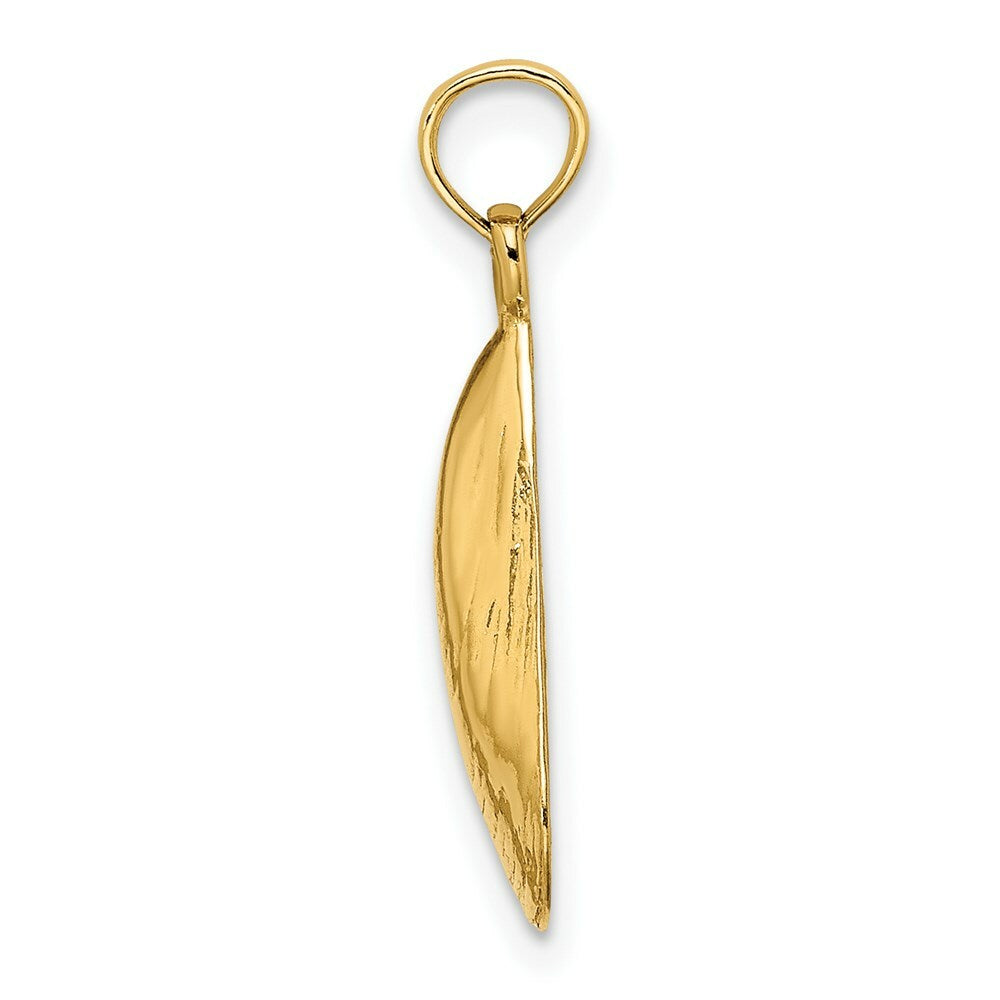 14K Yellow Gold 2-D Polished MUSSEL SHELL Charm Pendant