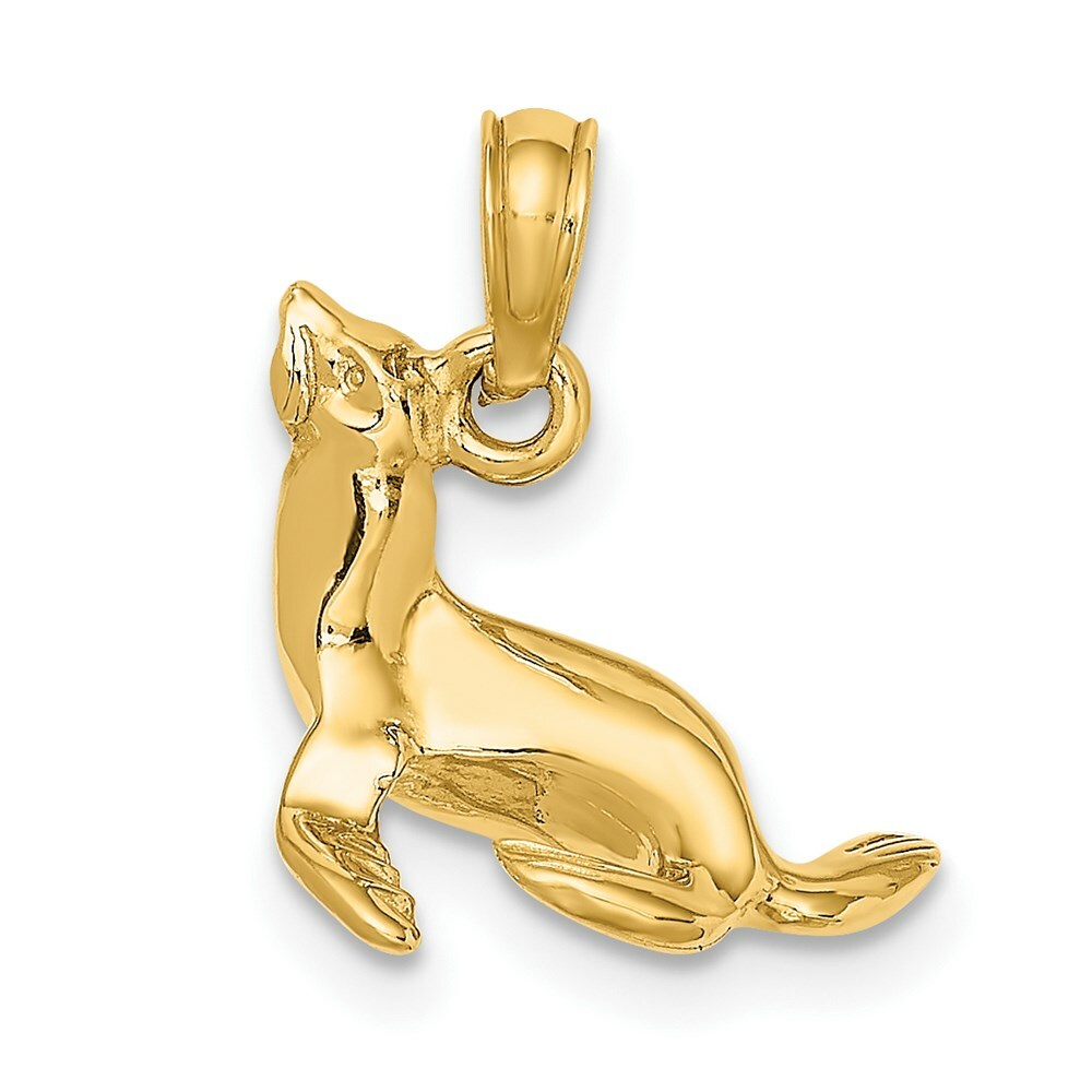 14K Yellow Gold 3-D Polished SEAL Charm Pendant