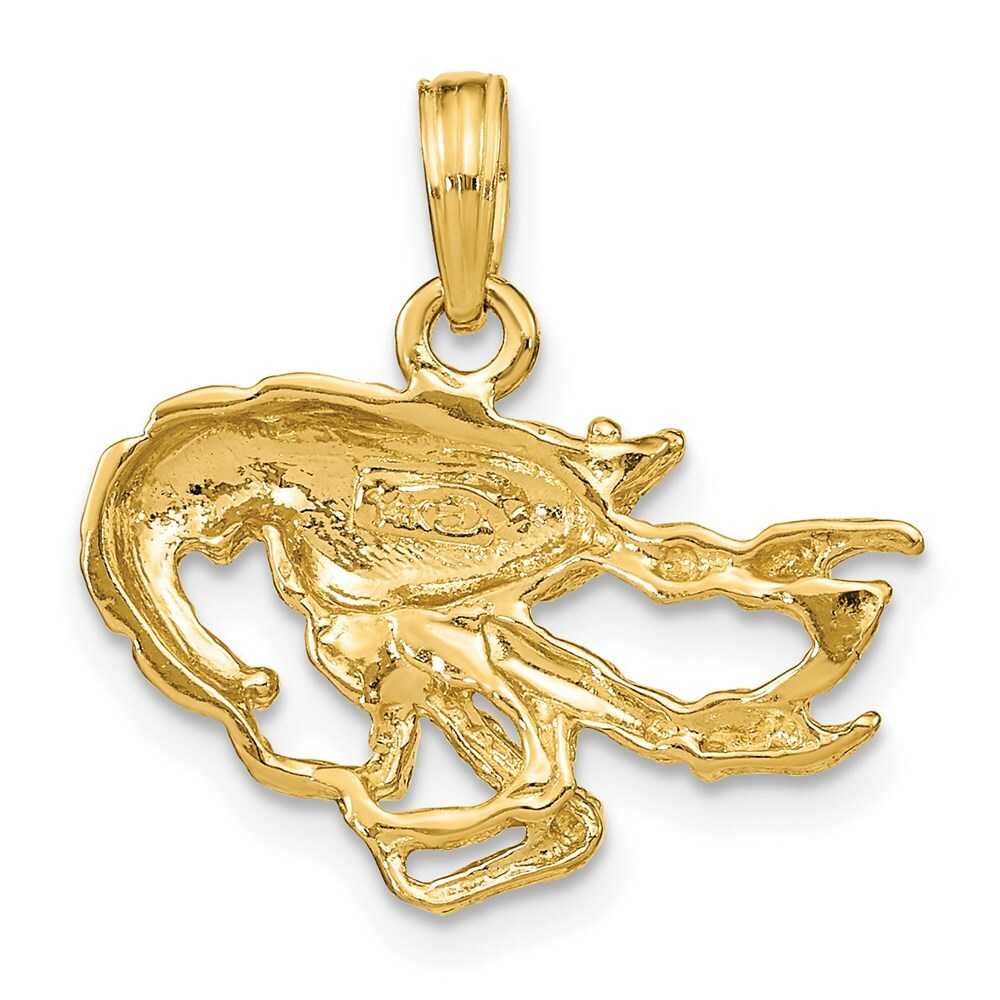 14K Yellow Gold 2-D Textured Crawfish Charm Pendant