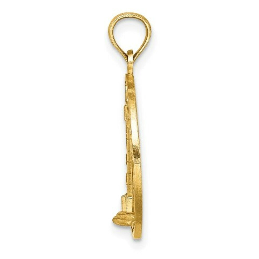 14K Yellow Gold OCEAN CITY Round Frame With Lighthouse Charm Pendant