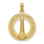 Load image into Gallery viewer, 14K Yellow Gold OCEAN CITY Round Frame With Lighthouse Charm Pendant
