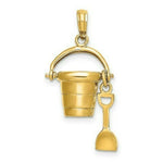Load image into Gallery viewer, 14K Yellow Gold MYRTLE BEACH Bucket &amp; Shovel Charm Pendant
