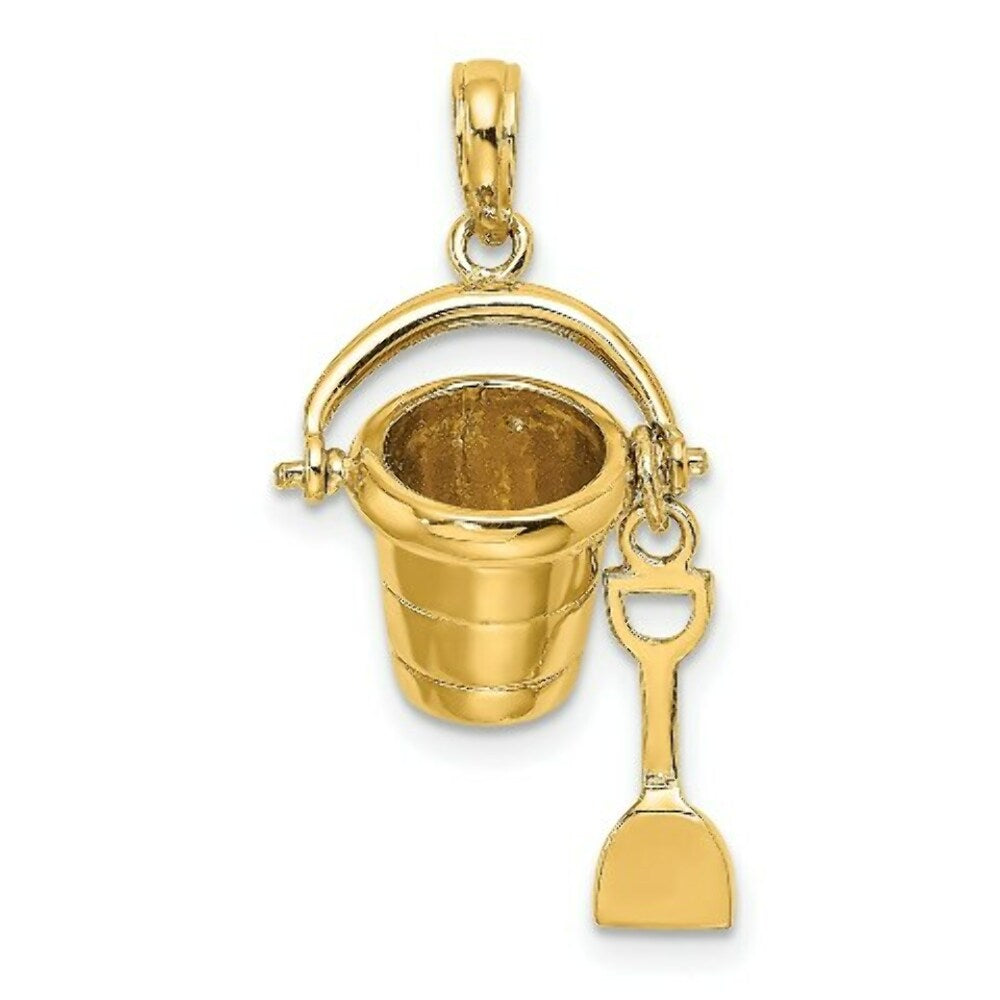 14K Yellow Gold MYRTLE BEACH Bucket & Shovel Charm Pendant