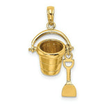 Load image into Gallery viewer, 14K Yellow Gold MYRTLE BEACH Bucket &amp; Shovel Charm Pendant
