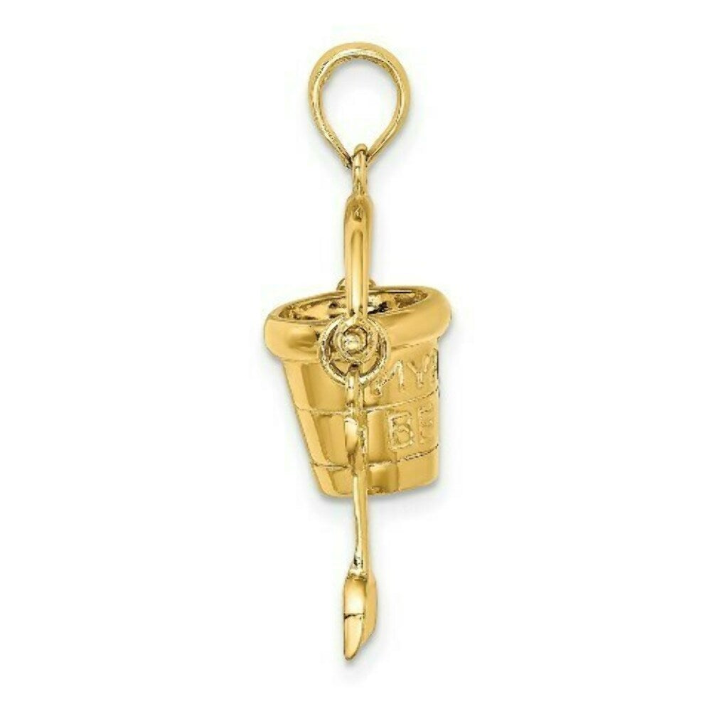14K Yellow Gold MYRTLE BEACH Bucket & Shovel Charm Pendant