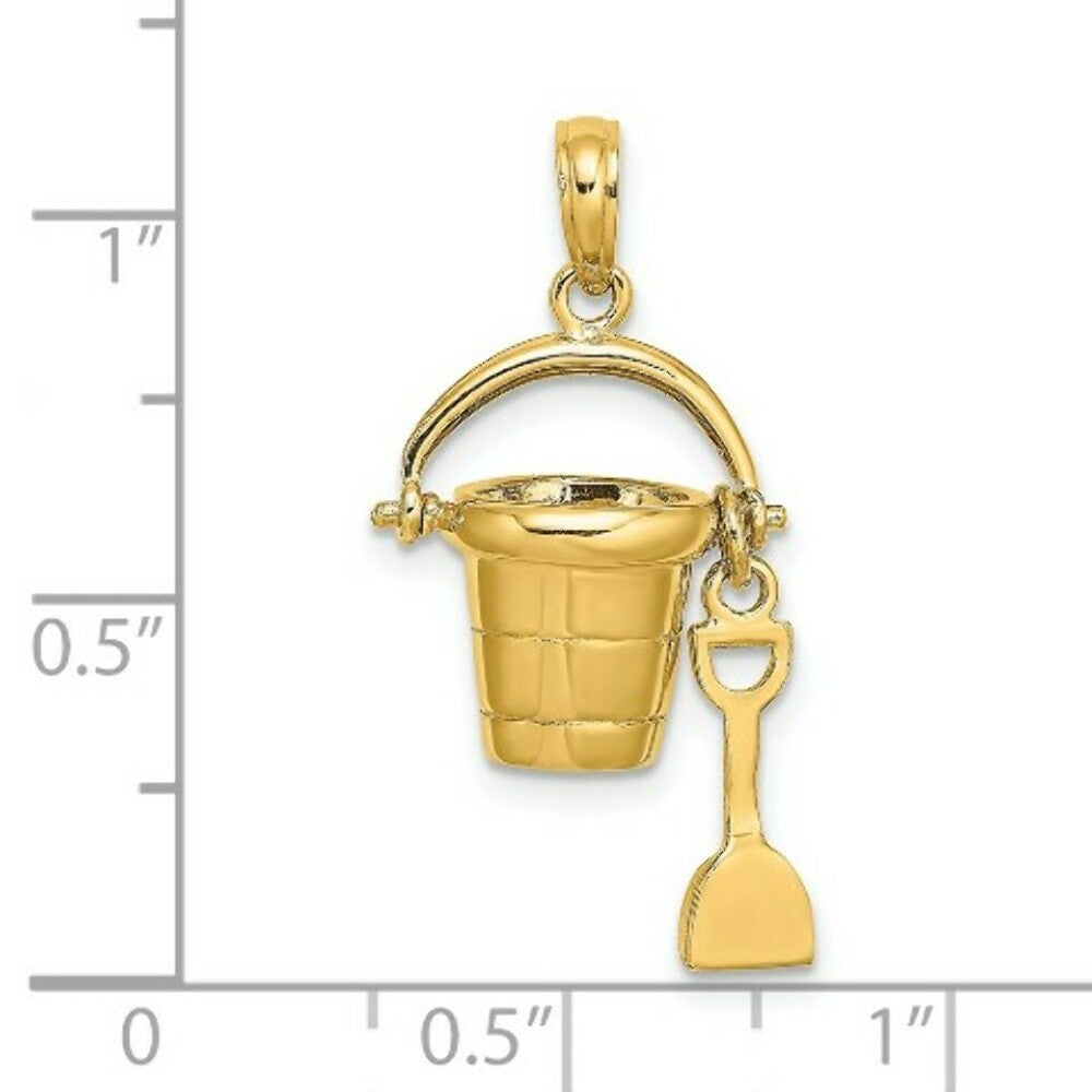 14K Yellow Gold MYRTLE BEACH Bucket & Shovel Charm Pendant