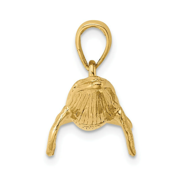 14K Yellow Gold 3-D Textured Underside Humpback Whale Charm Pendant