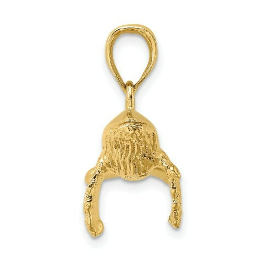 14K Yellow Gold 3-D Textured Underside Humpback Whale Charm Pendant