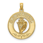 Load image into Gallery viewer, 14K Yellow Gold Sanibel On Round Frame With Conch Shell Charm Pendant

