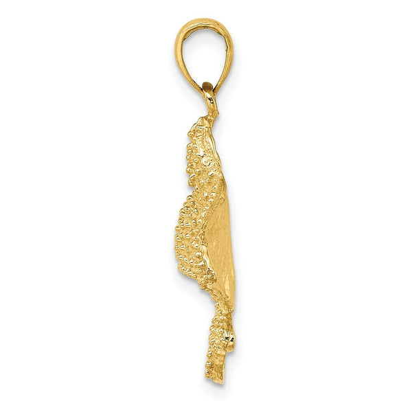 14K Yellow Gold 2-D Textured Spotted Eagle Ray Charm Pendant