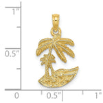 Load image into Gallery viewer, 14K Yellow Gold 2-D Palm Trees On Island Charm Pendant
