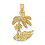 Load image into Gallery viewer, 14K Yellow Gold 2-D Palm Trees On Island Charm Pendant
